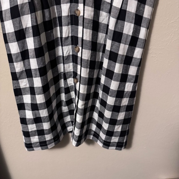 NWT Loft black and white gingham button down linen blend dress Size 10 - Picture 6 of 14